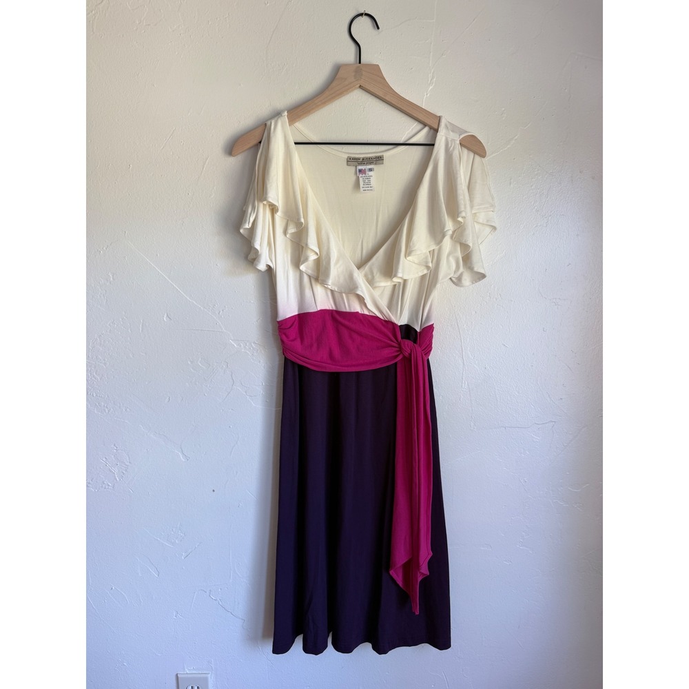 Vintage Karen Alexander Boston Proper Colorblock Flutter Slv Dress Made USA S